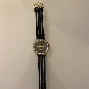 Kate spade black and white chevron watch with gold accents